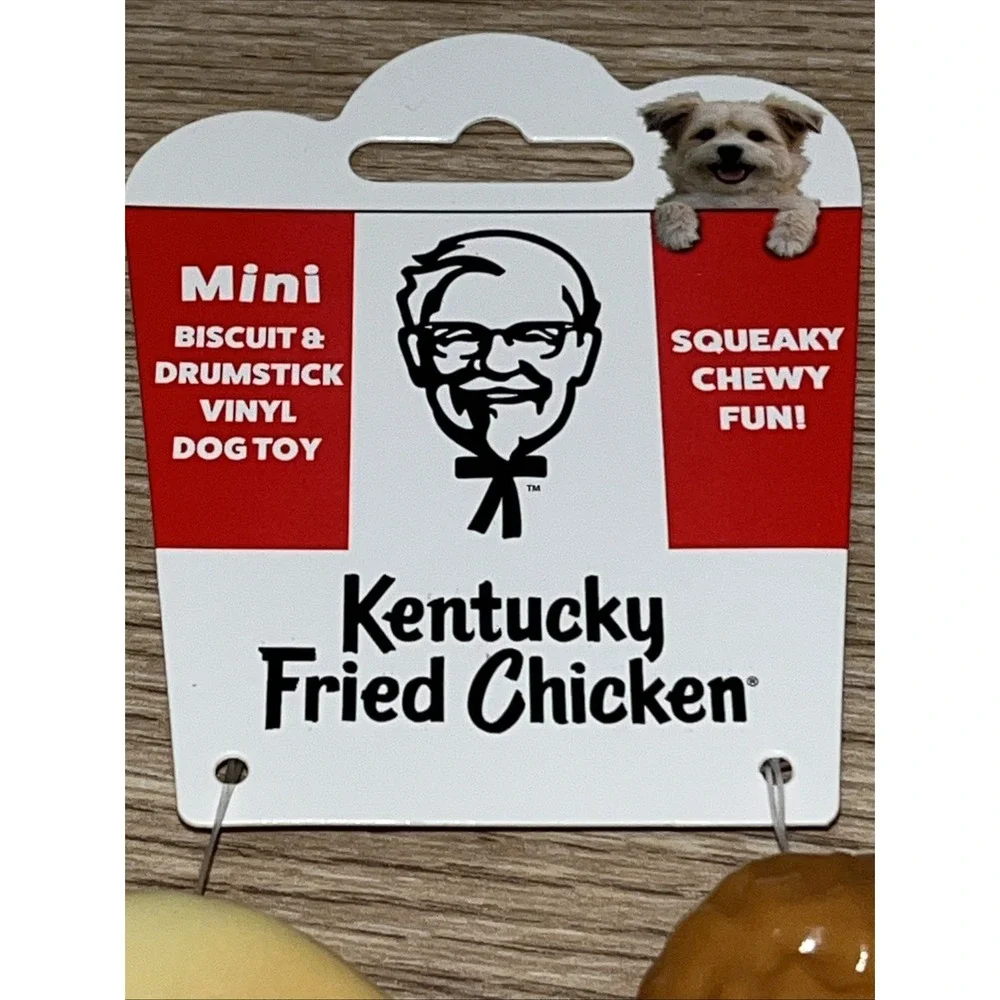 KFC Biscuit & Drumstick Vinyl 2pc Squeaky Small Dog Toys Kentucky Fried Chicken